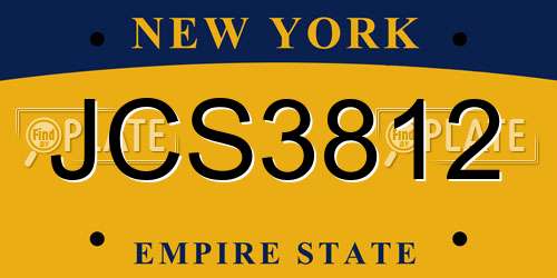 JCS3812 New York License Plate