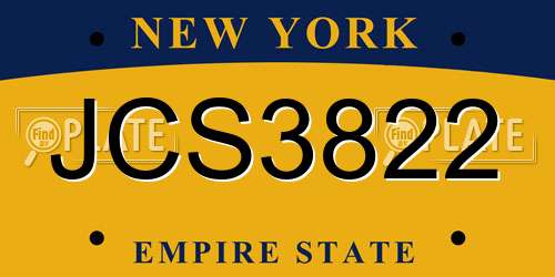 JCS3822 New York License Plate