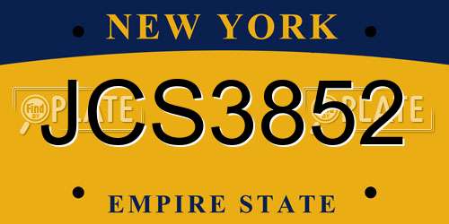 JCS3852 New York License Plate
