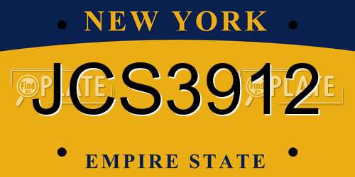 JCS3912 New York License Plate