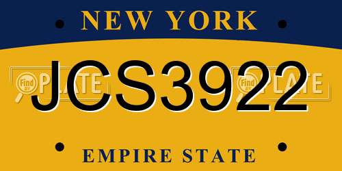 JCS3922 New York License Plate