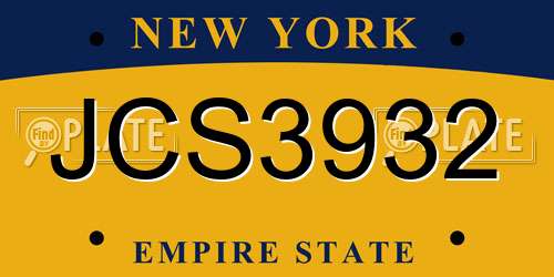 JCS3932 New York License Plate
