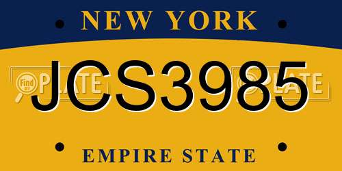 JCS3985 New York License Plate