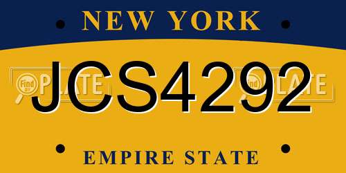 JCS4292 New York License Plate