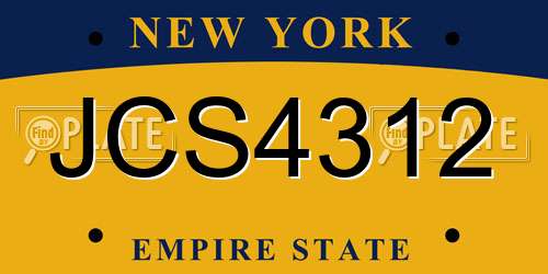 JCS4312 New York License Plate