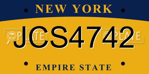 JCS4742 New York License Plate
