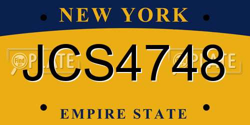 JCS4748 New York License Plate
