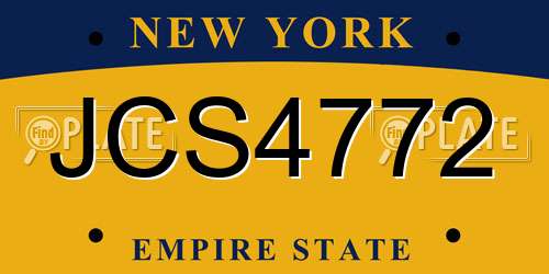 JCS4772 New York License Plate