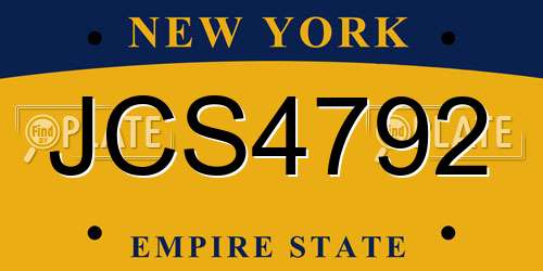 JCS4792 New York License Plate
