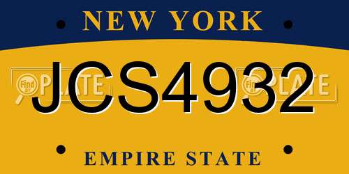 JCS4932 New York License Plate