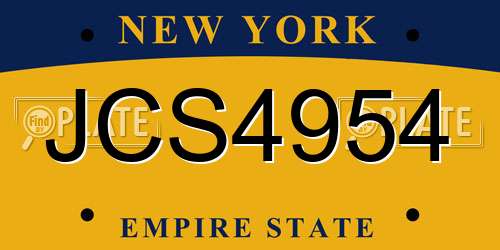 JCS4954 New York License Plate