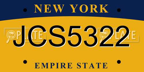 JCS5322 New York License Plate