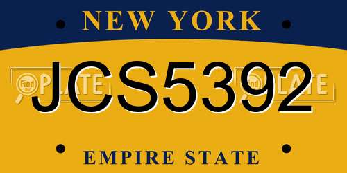 JCS5392 New York License Plate