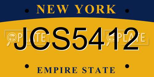JCS5412 New York License Plate