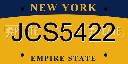 JCS5422 New York License Plate