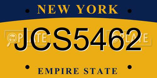 JCS5462 New York License Plate
