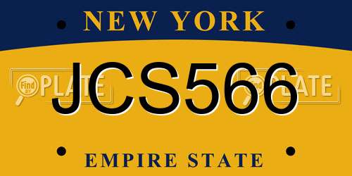JCS566 New York License Plate