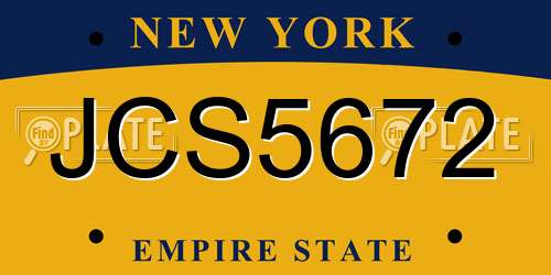 JCS5672 New York License Plate