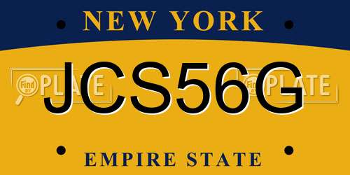 JCS56G New York License Plate