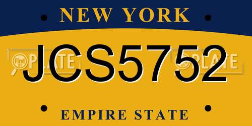 JCS5752 New York License Plate