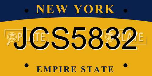 JCS5832 New York License Plate