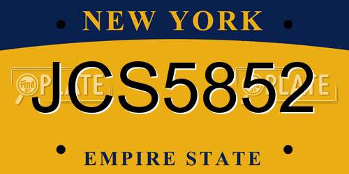 JCS5852 New York License Plate