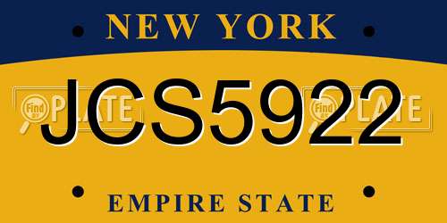 JCS5922 New York License Plate