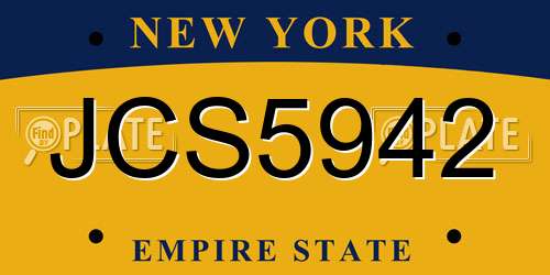 JCS5942 New York License Plate