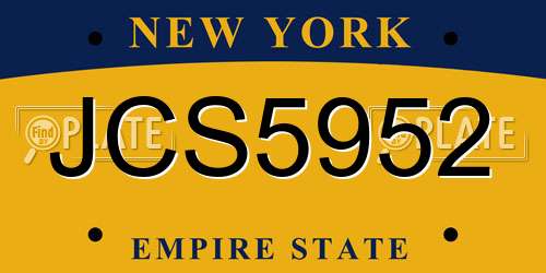 JCS5952 New York License Plate