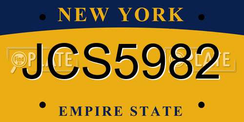 JCS5982 New York License Plate