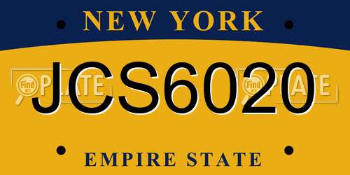 JCS6020 New York License Plate