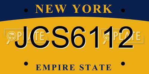 JCS6112 New York License Plate