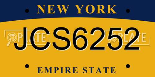 JCS6252 New York License Plate