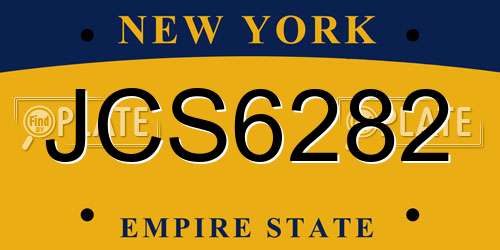 JCS6282 New York License Plate