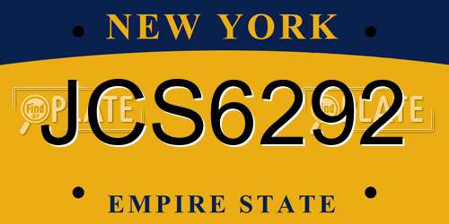JCS6292 New York License Plate