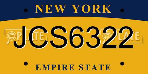 JCS6322 New York License Plate