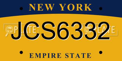 JCS6332 New York License Plate