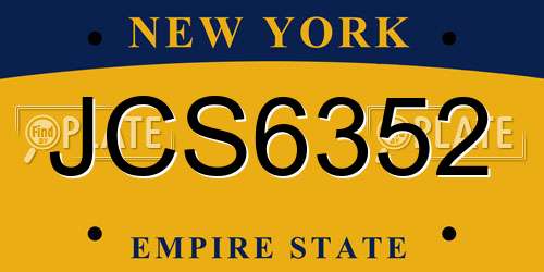 JCS6352 New York License Plate