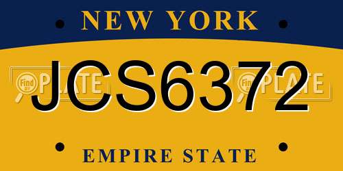 JCS6372 New York License Plate