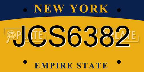 JCS6382 New York License Plate