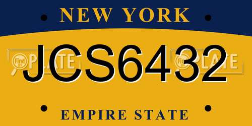 JCS6432 New York License Plate
