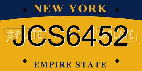JCS6452 New York License Plate