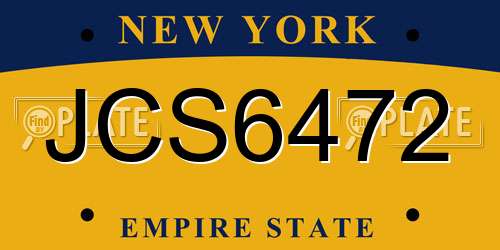 JCS6472 New York License Plate