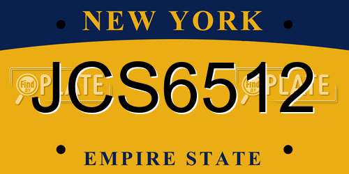 JCS6512 New York License Plate