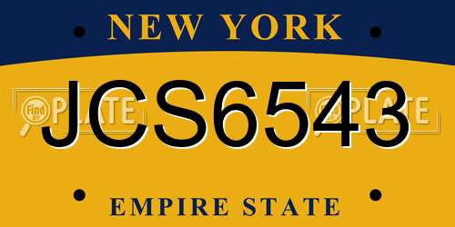 JCS6543 New York License Plate