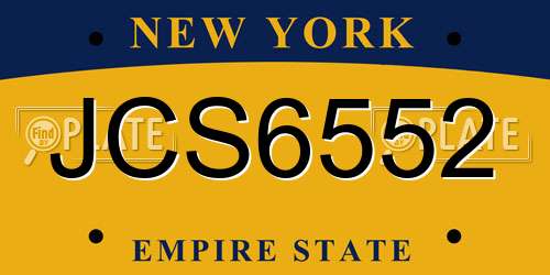 JCS6552 New York License Plate