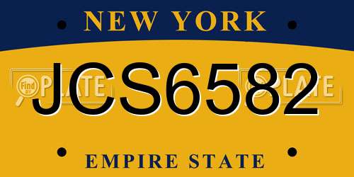 JCS6582 New York License Plate
