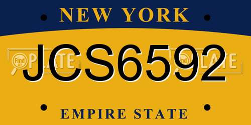 JCS6592 New York License Plate