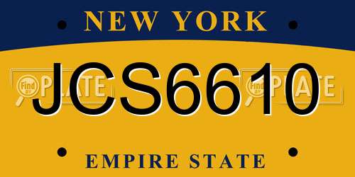 JCS6610 New York License Plate