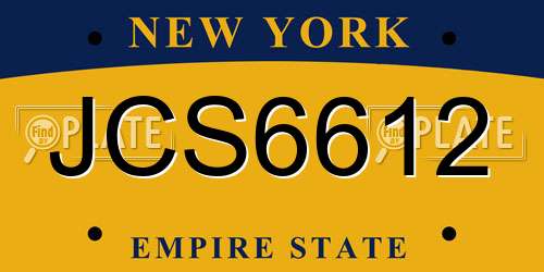 JCS6612 New York License Plate